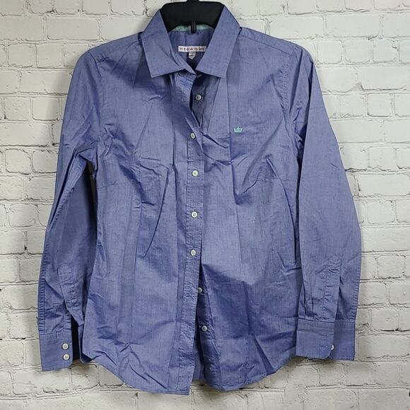 Peter Millar Tops - Peter Millar 👑 Blue British Luxurious Dress Shirt Long Sleeve Button Down
